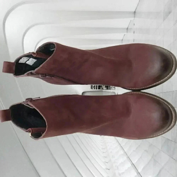 Steve Madden 9 Rider Western Burgundy Burnished Leather Ankle - Picture 7 of 8